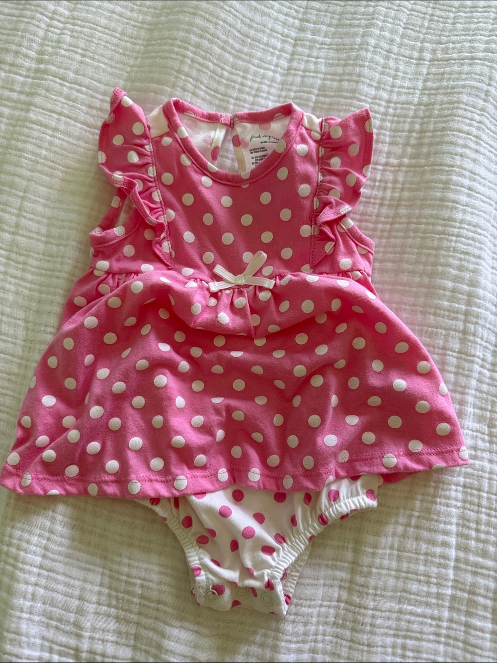 First Impressions Pink Polka Dot Dress with Built-In Bloomers